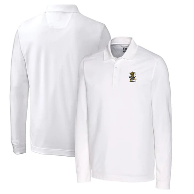 Men's Cutter & Buck White Wichita State Shockers Vault Advantage Tri-Blend Pique Big Tall Long Sleeve Polo