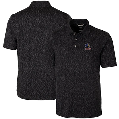 Men's Cutter & Buck Black Delaware Fightin' Blue Hens Vault Advantage Tri-Blend Space Dye Big Tall Polo