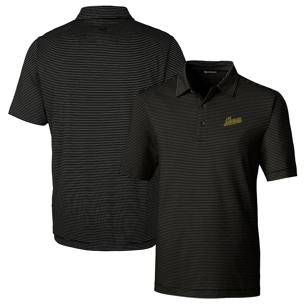 Men's Cutter & Buck Black George Mason Patriots Big Tall Forge Pencil Stripe Stretch Polo