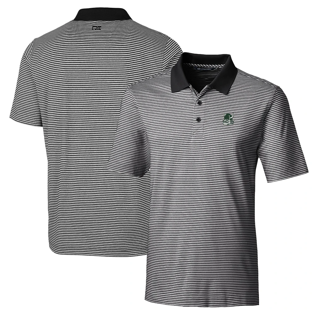 Men's Cutter & Buck Black Portland State Vikings Big Tall Forge Tonal Stripe Stretch Polo
