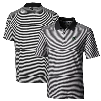 Men's Cutter & Buck Black Portland State Vikings Big Tall Forge Tonal Stripe Stretch Polo