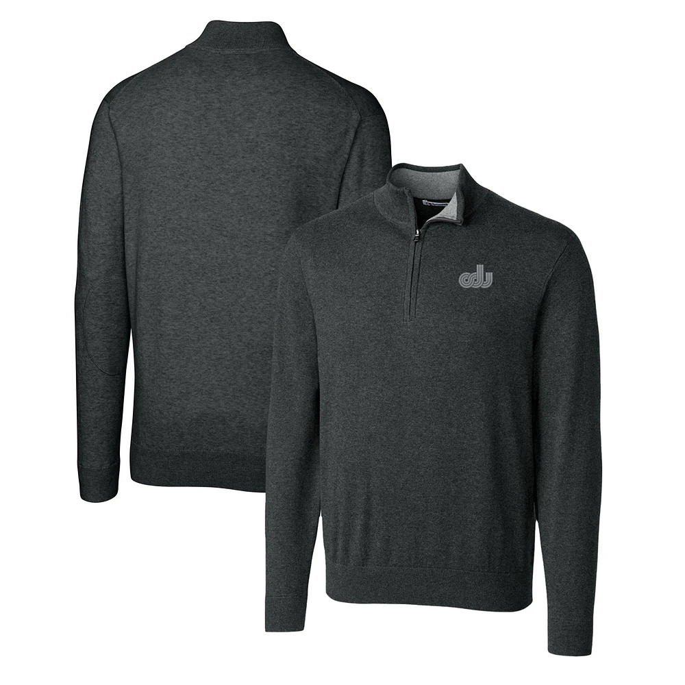 Men's Cutter & Buck Heather Charcoal Old Dominion Monarchs Lakemont Tri-Blend Big Tall Quarter-Zip Pullover Sweater