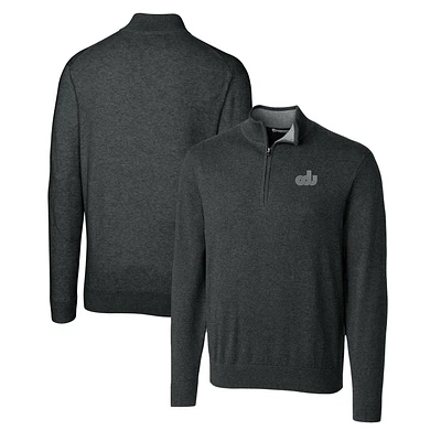 Men's Cutter & Buck Heather Charcoal Old Dominion Monarchs Lakemont Tri-Blend Big Tall Quarter-Zip Pullover Sweater