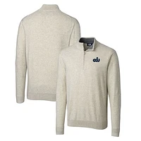 Men's Cutter & Buck Oatmeal Old Dominion Monarchs Lakemont Tri-Blend Big & Tall Quarter-Zip Pullover Sweater