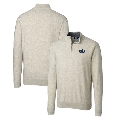 Men's Cutter & Buck Oatmeal Old Dominion Monarchs Lakemont Tri-Blend Big & Tall Quarter-Zip Pullover Sweater