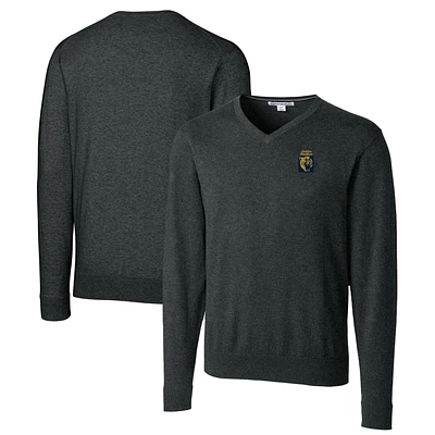 Men's Cutter & Buck Heather Charcoal FIU Panthers Lakemont Tri-Blend Big Tall V-Neck Pullover Sweater