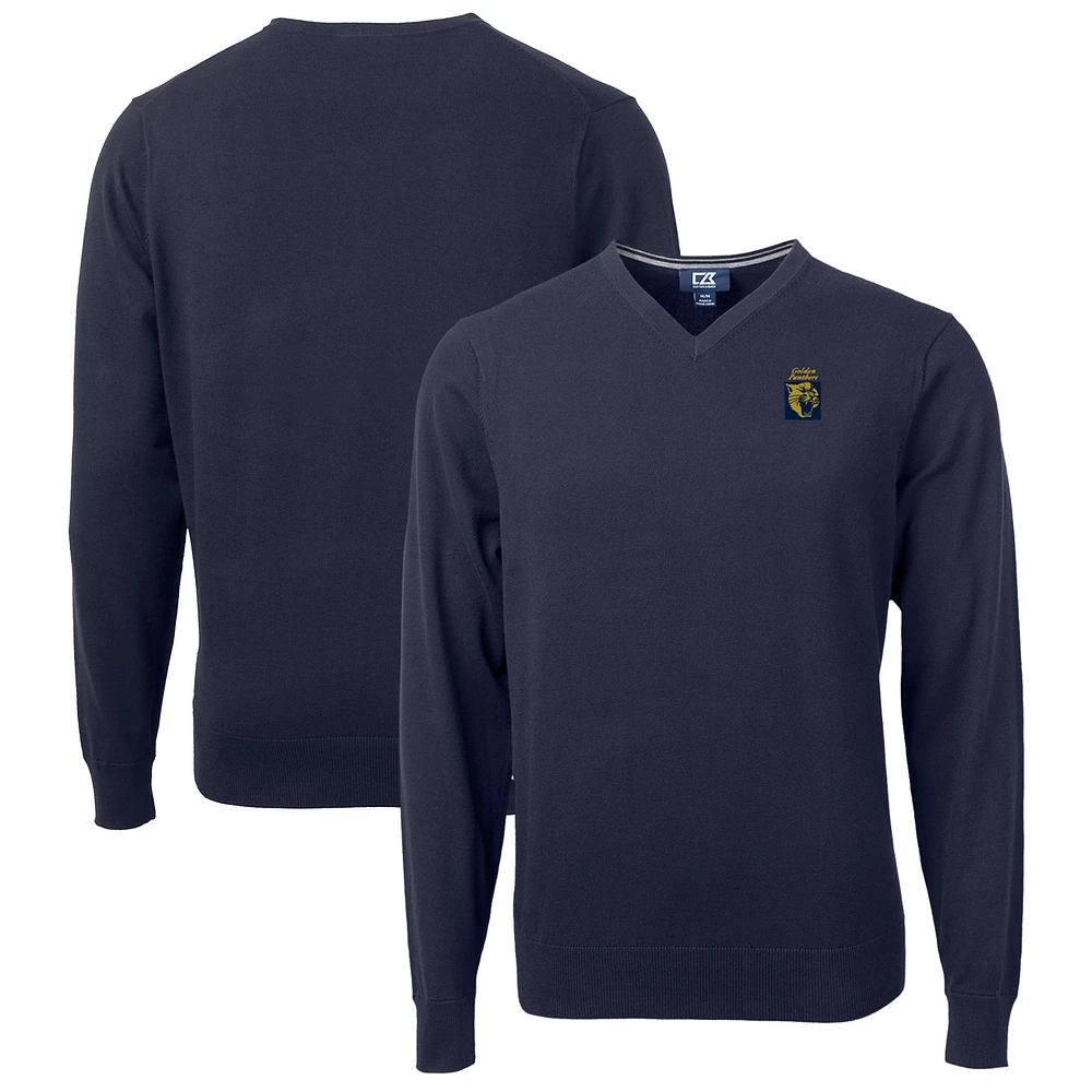 Men's Cutter & Buck Navy FIU Panthers Lakemont Tri-Blend Big Tall V-Neck Pullover Sweater