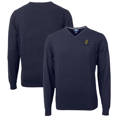 Men's Cutter & Buck Navy FIU Panthers Lakemont Tri-Blend Big Tall V-Neck Pullover Sweater