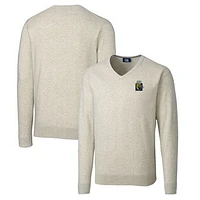 Men's Cutter & Buck Oatmeal FIU Panthers Lakemont Tri-Blend Big Tall V-Neck Pullover Sweater
