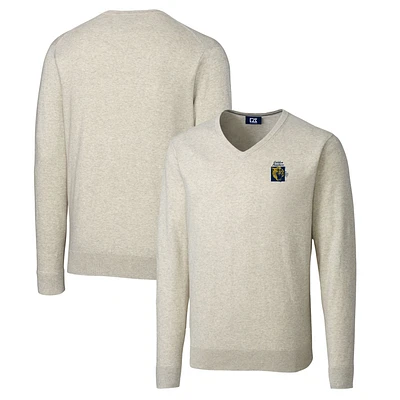 Men's Cutter & Buck Oatmeal FIU Panthers Lakemont Tri-Blend Big Tall V-Neck Pullover Sweater