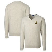Men's Cutter & Buck Oatmeal Northern Arizona Lumberjacks Lakemont Tri-Blend Big Tall V-Neck Pullover Sweater