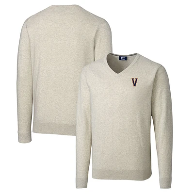 Men's Cutter & Buck Oatmeal Virginia Cavaliers Vintage Lakemont Tri-Blend Big Tall V-Neck Pullover Sweater
