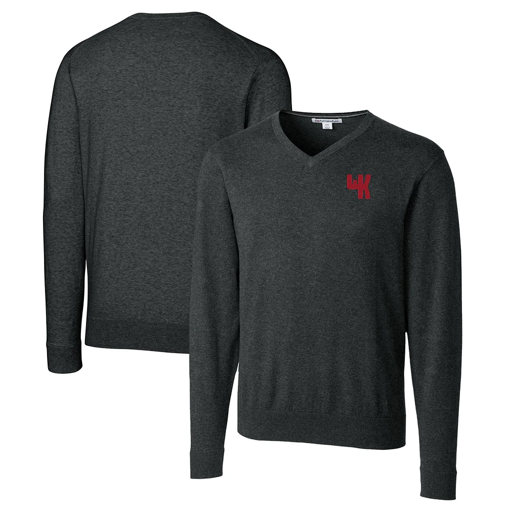 Men's Cutter & Buck Heather Charcoal Western Kentucky Hilltoppers Lakemont Tri-Blend Big Tall V-Neck Pullover Sweater