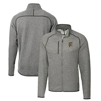 Men's Cutter & Buck Heather Gray Grambling Tigers Mainsail Sweater-Knit Big Tall Full-Zip Jacket