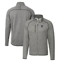 Men's Cutter & Buck Heather Gray Georgetown Hoyas Mainsail Sweater-Knit Big Tall Full-Zip Jacket