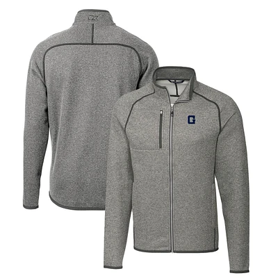 Men's Cutter & Buck Heather Gray Georgetown Hoyas Mainsail Sweater-Knit Big Tall Full-Zip Jacket