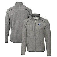 Men's Cutter & Buck Heather Gray Georgetown Hoyas Mainsail Sweater-Knit Big Tall Full-Zip Jacket