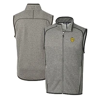 Men's Cutter & Buck Heather Gray Missouri Tigers Mainsail Sweater-Knit Big Tall Full-Zip Vest