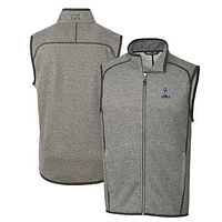 Men's Cutter & Buck Heather Gray Northern Arizona Lumberjacks Mainsail Sweater-Knit Big Tall Full-Zip Vest
