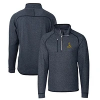 Men's Cutter & Buck Heather Navy Northern Arizona Lumberjacks Mainsail Sweater-Knit Big Tall Half-Zip Pullover Jacket
