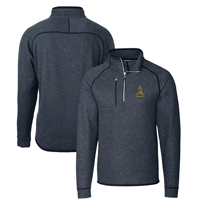 Men's Cutter & Buck Heather Navy Northern Arizona Lumberjacks Mainsail Sweater-Knit Big Tall Half-Zip Pullover Jacket