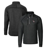 Men's Cutter & Buck Heather Charcoal NC State Wolfpack Mainsail Sweater-Knit Big Tall Half-Zip Pullover Jacket