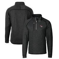 Men's Cutter & Buck Heather Charcoal NC State Wolfpack Mainsail Sweater-Knit Big Tall Half-Zip Pullover Jacket