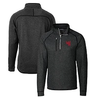 Men's Cutter & Buck Heather Charcoal Western Kentucky Hilltoppers Mainsail Sweater-Knit Big Tall Half-Zip Pullover Jacket
