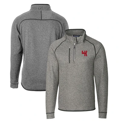 Men's Cutter & Buck Heather Gray Western Kentucky Hilltoppers Mainsail Sweater-Knit Big Tall Half-Zip Pullover Jacket