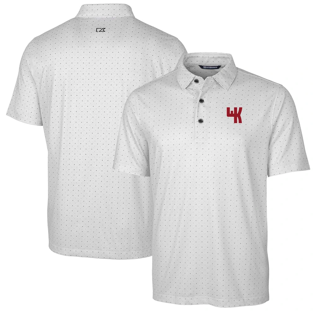 Men's Cutter & Buck Charcoal Western Kentucky Hilltoppers Team Logo Big Tall Pike Double Dot Print Stretch Polo