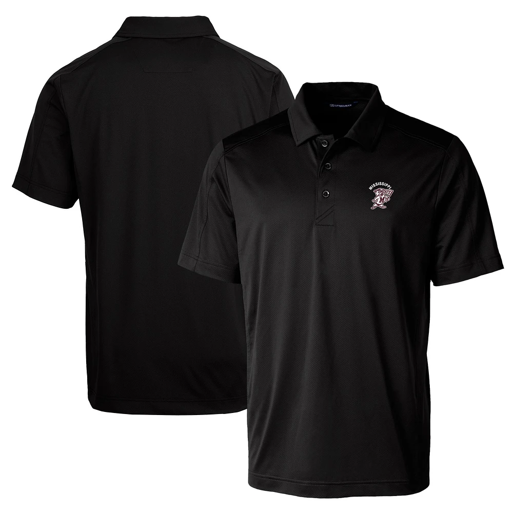 Men's Cutter & Buck Black Mississippi State Bulldogs Team Logo Big Tall Prospect Textured Stretch Polo