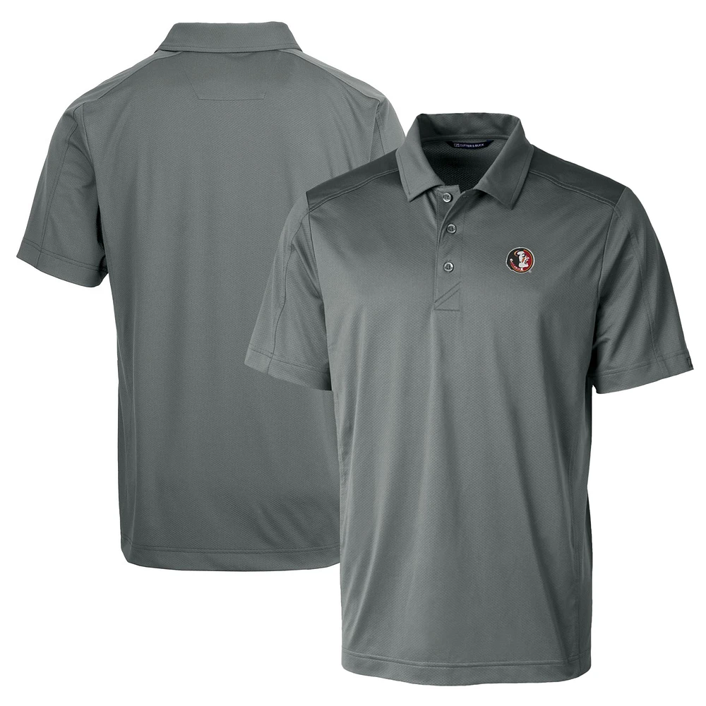 Men's Cutter & Buck Steel Florida State Seminoles Team Logo Big & Tall Prospect Textured Stretch Polo