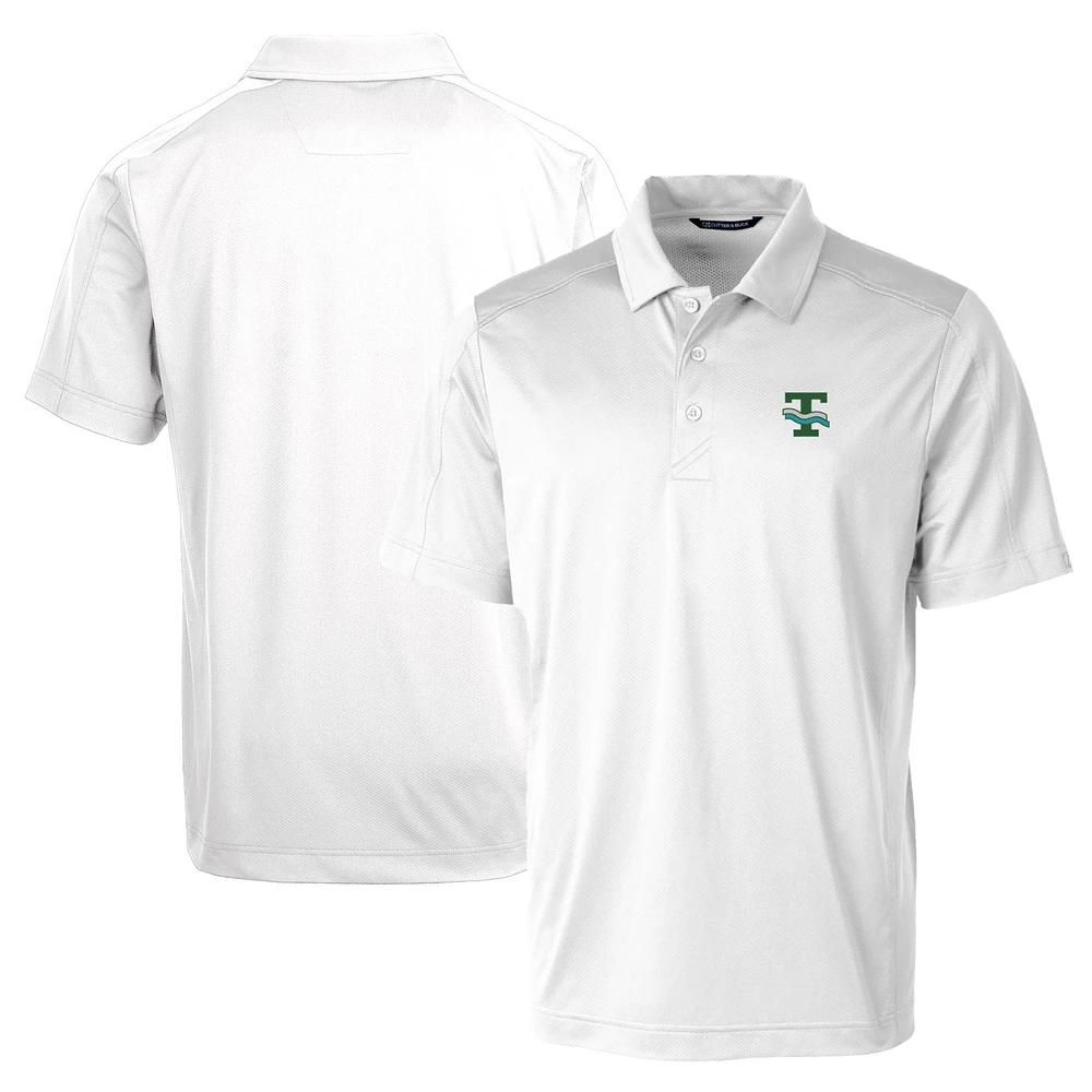 Men's Cutter & Buck White Tulane Green Wave Team Logo Big Tall Prospect Textured Stretch Polo