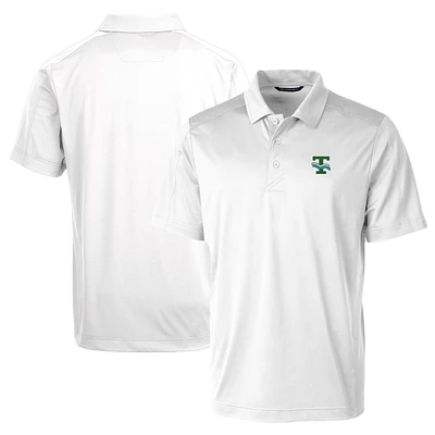 Men's Cutter & Buck White Tulane Green Wave Team Logo Big Tall Prospect Textured Stretch Polo