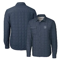 Men's Cutter & Buck Heather Navy Penn State Nittany Lions Team Logo Big & Tall Rainier PrimaLoft Eco Insulated Quilted Button-Up Shacket