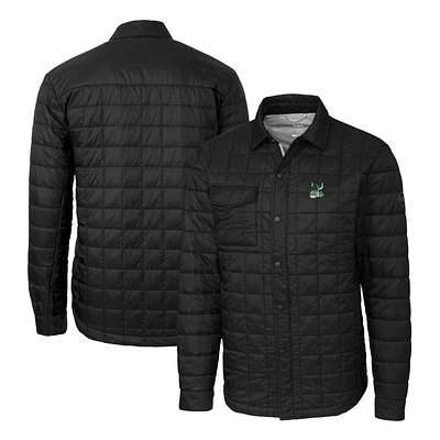 Men's Cutter & Buck Black Portland State Vikings Team Logo Big Tall Rainier PrimaLoft Eco Insulated Quilted Button-Up Shacket