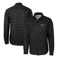 Men's Cutter & Buck Black Stephen F Austin Lumberjacks Team Logo Big Tall Rainier PrimaLoft Eco Insulated Quilted Button-Up Shacket