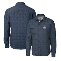 Men's Cutter & Buck Heather Navy Utah State Aggies Team Logo Big Tall Rainier PrimaLoft Eco Insulated Quilted Button-Up Shacket