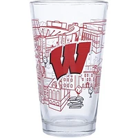 Wisconsin Badgers Logo 16oz. Campus Line Art Pint Glass