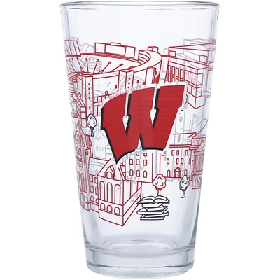 Wisconsin Badgers Logo 16oz. Campus Line Art Pint Glass