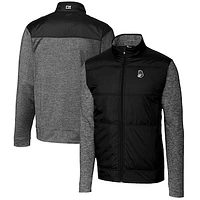 Men's Cutter & Buck Black Michigan State Spartans Vault Big Tall Stealth Hybrid Quilted Full-Zip Windbreaker Jacket
