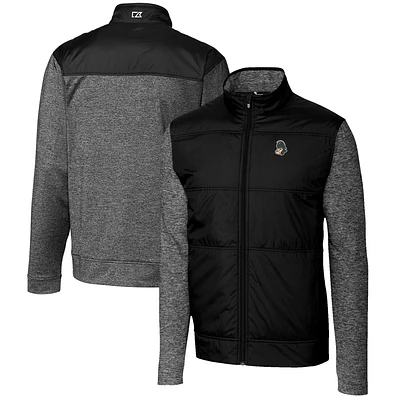 Men's Cutter & Buck Black Michigan State Spartans Vault Big Tall Stealth Hybrid Quilted Full-Zip Windbreaker Jacket