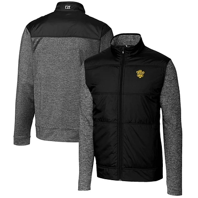 Men's Cutter & Buck Black Missouri Tigers Vault Big Tall Stealth Hybrid Quilted Full-Zip Windbreaker Jacket
