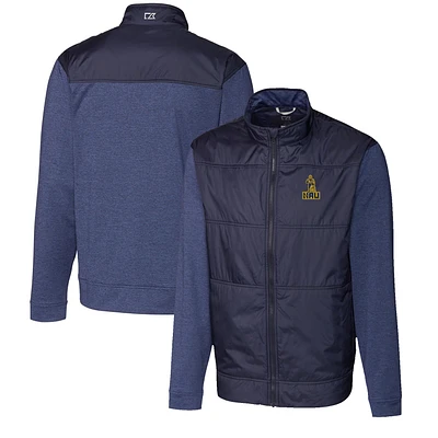 Men's Cutter & Buck Navy Northern Arizona Lumberjacks Vault Big Tall Stealth Hybrid Quilted Full-Zip Windbreaker Jacket