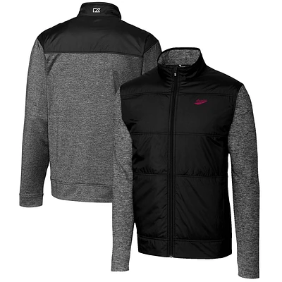 Men's Cutter & Buck Black New Mexico State Aggies Vault Big Tall Stealth Hybrid Quilted Full-Zip Windbreaker Jacket