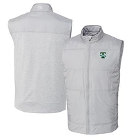 Men's Cutter & Buck Gray Tulane Green Wave Vault Big Tall Stealth Hybrid Windbreaker Full-Zip Vest