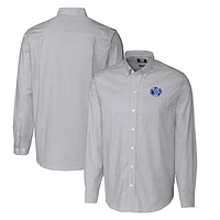 Men's Cutter & Buck Charcoal Air Force Falcons Vault Big Tall Oxford Stripe Long Sleeve Button-Down Shirt