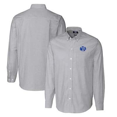 Men's Cutter & Buck Charcoal Air Force Falcons Vault Big Tall Oxford Stripe Long Sleeve Button-Down Shirt