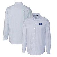 Men's Cutter & Buck Powder Blue Air Force Falcons Vault Big Tall Oxford Stripe Long Sleeve Button-Down Shirt