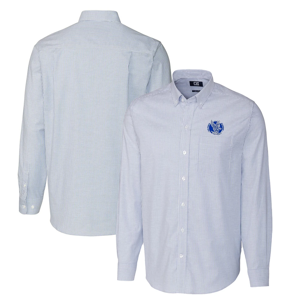 Men's Cutter & Buck Powder Blue Air Force Falcons Vault Big Tall Oxford Stripe Long Sleeve Button-Down Shirt